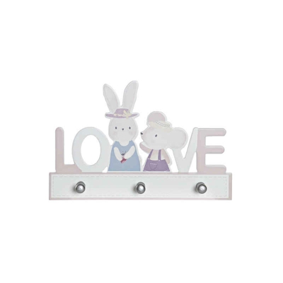 Appendiabiti da parete Love Legno MDF Coniglio - Dkd Home Decor