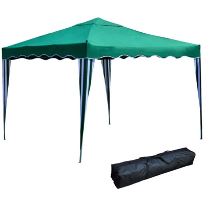 Gazebo Pieghevole 3 X 3 In Metallo Telo Verde Chiudibile Per Mercati Mercatini Feste Da Esterno Giardino