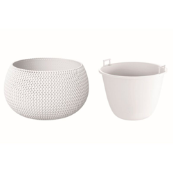 Vaso di fiori tonda con vasca Splofy Bowl in plastica colore bianco 18 (lunghezza) x 18 (larghezza) x 13 (altezza) cm precio