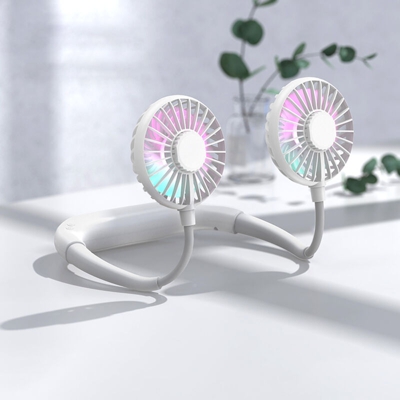 Portatile ricaricabile a LED Fan Wearable Sede design Fan personali del dispositivo di raffreddamento con doppio collo del vento ventilatore USB per