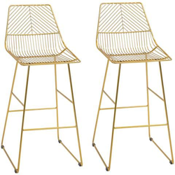 Set Di 2 Sgabelli Alti Con Poggiapiedi In Metallo Oro en oferta