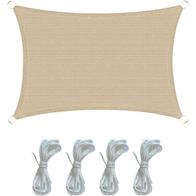 Mobili Rebecca - Rebecca Mobili Tenda Parasole Vela Rettangolare Beige Polietilene Anti UV 3x4