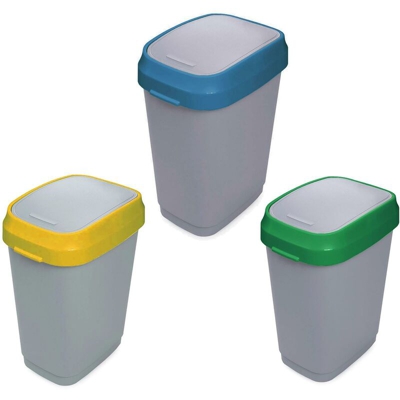 Kit cestini 50 lt per raccolta differenziata pattumiera in resina dual swing