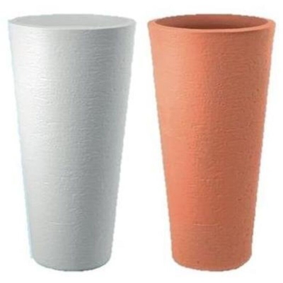 Vaso Vasi Resina Tondo Alto Moderno Ø 40Xh 78 Cm In Resina Cache-Pot 50681V Bianco (50682)