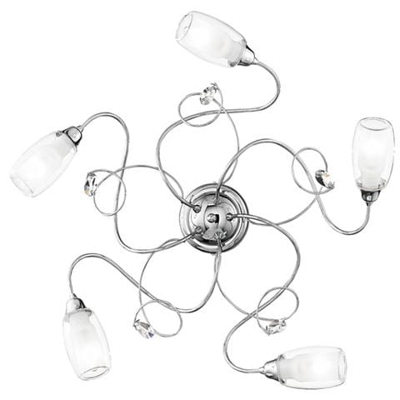 Plafoniera 5 lumi cromo Cm D 68xH 20 Lampada E14 da 40W