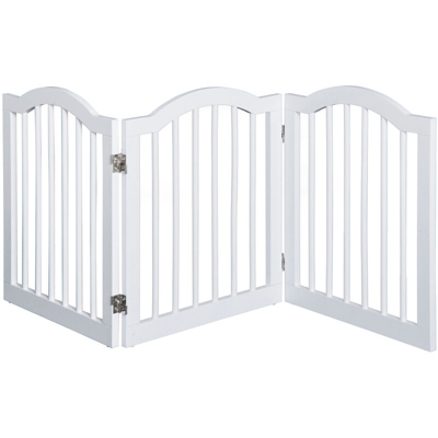 Cancellino per Cani Pieghevole a 3 Sezioni in Legno Verniciato Lucido, 154.5x1.8x61cm, Bianco - Pawhut