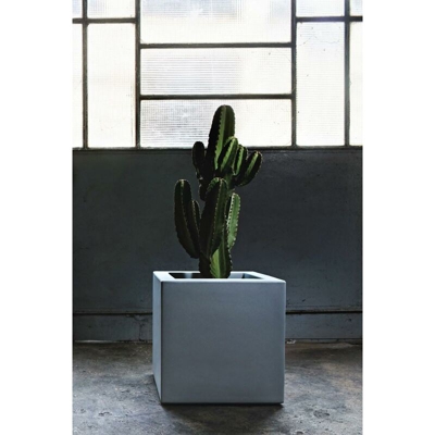 Cubo liscio in resina 'Fenice' cm. 85 GRIGIO CHIARO