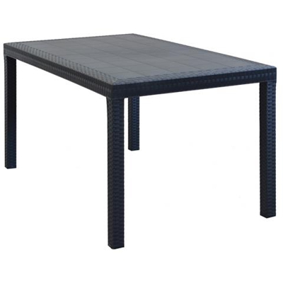 Caligola - Tavolo Da Giardino Rettangolare Fisso In Wicker Stampato Antracite Cm 150 X 90 Da Esterno Giardino Terrazzo Portico Locale Bar