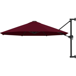 Ombrellone a Muro con Palo in Metallo 300 cm Rosso Borgogna - Rosso - Vidaxl precio