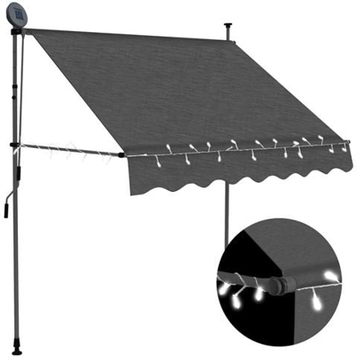 Tenda Da Sole Retrattile Manuale Con Led 100 Cm Antracite
