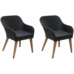 Sedie da Esterno con Cuscini 2 pz in Polyrattan Nero características