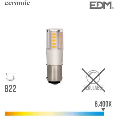 Lampadina a baionetta led b22 5.5w 650 lm 6400k base in ceramica a luce fredda edm EDM 98936