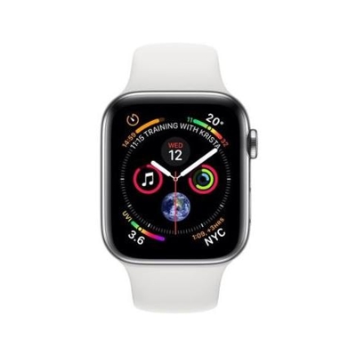 Watch Series 4 40 mm WiFi + Cellular in acciaio cinturino sport bianco.