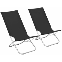 Sedie da Spiaggia Pieghevoli 2 pz in Tessuto Nero - Nero - Vidaxl en oferta