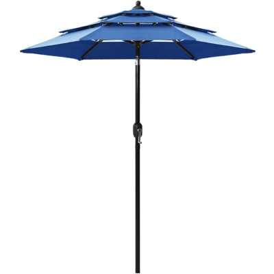 Ombrellone a 3 Livelli con Palo in Alluminio Azzurro 2 m - Vidaxl