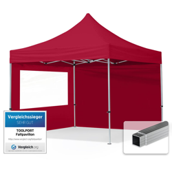 Gazebo Pieghevole Giardino 3x3m - 2 laterali Alluminio Telo PES300 100% Impermeabile Padiglione Mercati Sagre rosso características
