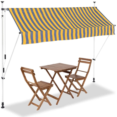Tenda Sole Balcone Estensibile Parasole Avvolgibile Esterno Gambe 250cm Giallo