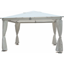 Gazebo Con Struttura In Legno 3 X 3 Robusto Con Telo Bianco E Pareti Laterali Per Esterno Giardino características