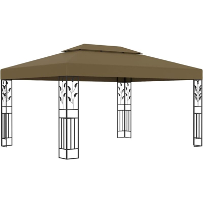 Gazebo con Tetto Doppio 3x4 m Grigio Talpa 180 g/m2 - Grigio talpa - Youthup