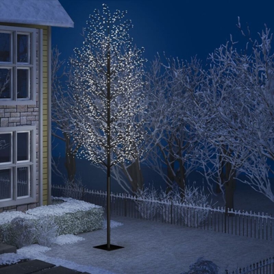 Albero di Natale 2000 LED Bianco Freddo Ciliegio in Fiore 500cm - Nero - Youthup