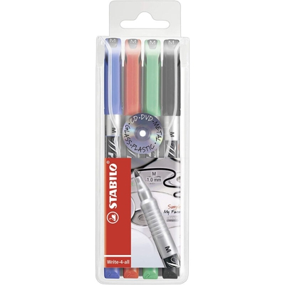 Write-4-all marcatore permanente Nero, Blu, Verde, Rosso 4 pezzo(i) - Stabilo