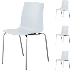 4x Sedie Sala da Pranzo Salotto Cucina Moderne Polipropilene e Acciaio Bianco características