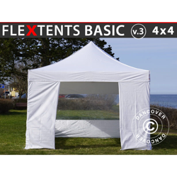 Gazebo pieghevole Gazebo rapido FleXtents Basic v.3, 4x4m Bianco, inclusi 4 fianchi en oferta