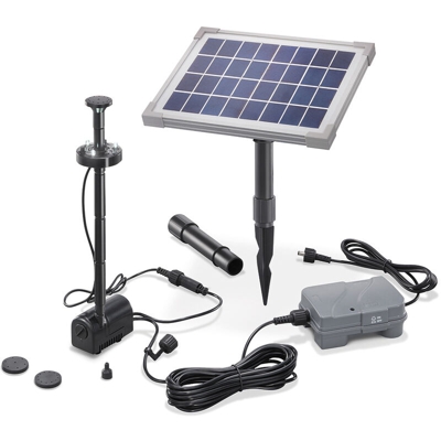 Pompa solare per stagno da 5W con batteria e LED per giochi d?acqua nello stagno da giardino esotec 101920
