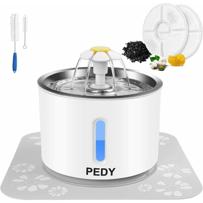 MVPOWER Fontanella per Gatti Fontana per Animali Domestici con 2 Fltro a Carbone Attivo 1 Luce LED con Interruttore e 1 Cuscinetto in Silicone, 2