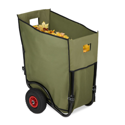 Carrello da Giardino, Maxi Trolley con Sacco, 2 Ruote ad Aria, Pieghevole, 160 l, Verde en oferta