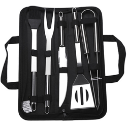 Set di 5 pezzi per barbecue con manico in acciaio inossidabile precio
