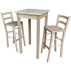 Tavolo in legno h 102 con 2 sgabelli seduta in legno grezzo da verniciare h 73 características