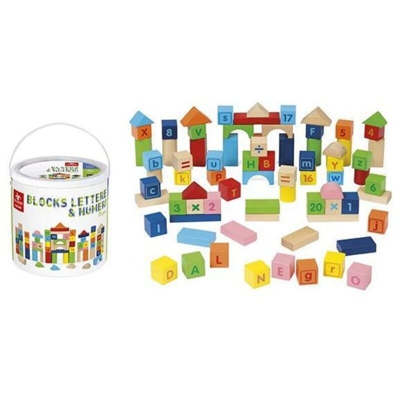 Lgvshopping - Blocchi Costruzioni in Legno con Lettere e Numeri 75 Pezzi Varie Forme Costruire