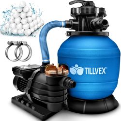tillvex Pompa Filtro Piscina Portata 10 m³/h Blu - 5 funzioni di filtrazione - Filtro per piscina con indicatore di pressione - Impianto di características