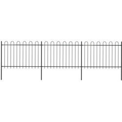 Recinzione da Giardino con Punta Tonda in Acciaio 5,1x1,2m Nera - Nero - Youthup precio