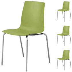 4x Sedie Sala da Pranzo Salotto Cucina Moderne Polipropilene e Acciaio Verde en oferta