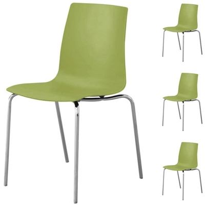 4x Sedie Sala da Pranzo Salotto Cucina Moderne Polipropilene e Acciaio Verde