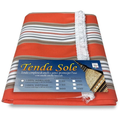 TENDA SOLE DA ESTERNO GIARDINO BALCONE RIGHINO ARANCIO CONFEZIONATA Cm. 140x300