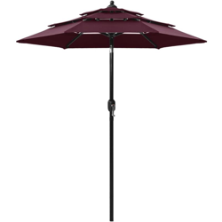 Ombrellone a 3 Livelli con Palo in Alluminio Rosso Bordò 2 m - Vidaxl en oferta