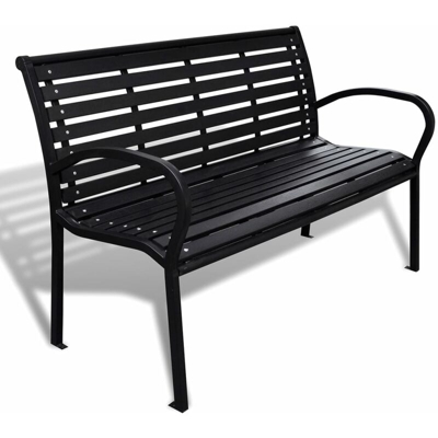 YOUTHUP Panchina da Giardino 125 cm in Acciaio e WPC Nera - Nero