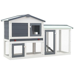 Conigliera Per Esterni Grande Grigia E Bianca 145x45x85cm Legno en oferta