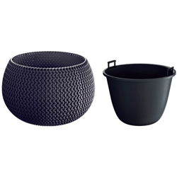 Vaso di fiori tonda con vasca Splofy Bowl in plastica colore antracite 29 (lunghezza) x 29 (larghezza) x 19 (altezza) cm precio