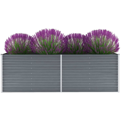 Letto Rialzato da Giardino Acciaio Zincato 240x80x77 cm Grigio