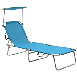 vidaXL Lettino Prendisole Pieghevole con Baldacchino in Alluminio Blu - Blu características