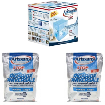 Sali assorbiumidita' Ariasana in vaschetta con 2 ricariche Conf. 6 Pz