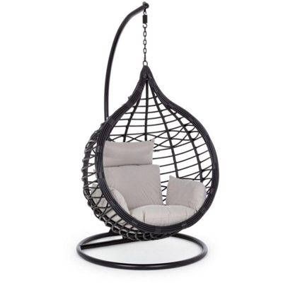 Bizzotto - Poltrona Sospesa Dondolo modello Torres Cuscini Inclusi colore Nero POLTRONA SOSPESA C-C TORRES NERA | PZ