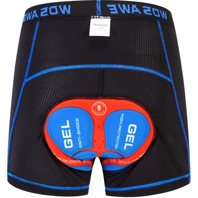 Pantaloncini intimo da ciclismo da uomo Pantaloncini da ciclismo MTB leggeri e traspiranti imbottiti in gel,modello: L Blu e Rosso