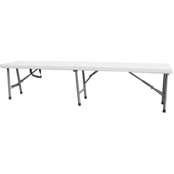 Todeco - Panca Portatile Pieghevole, Panca In Plastica Resistente, 183 x 43 x 30 cm, Bianco, Pieghevole a metà, Capacità di seduta: 2 a 4 persone per precio