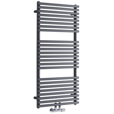 Hudson Reed Magera Scaldasalviette Moderno di Design Verticale - Termoarredo Bagno con Attacchi Centrali - Acciaio Antracite - 334W - 1065 x 500mm