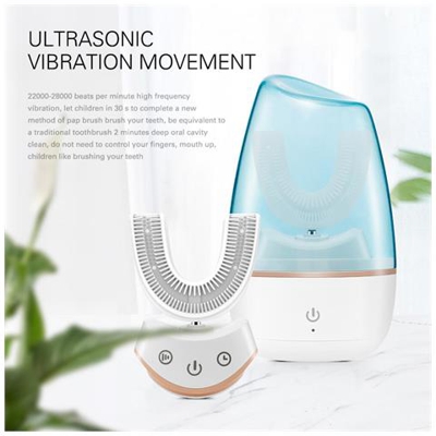 Spazzolino Elettrico Sonico Automatico Intelligente Aggiornato A 360 Gradi Usb Ricaricabile In Silicone Tipo U Spazzolino Da Denti Luce Blu Per Adulti | Spazzolini Da Denti Elettrici